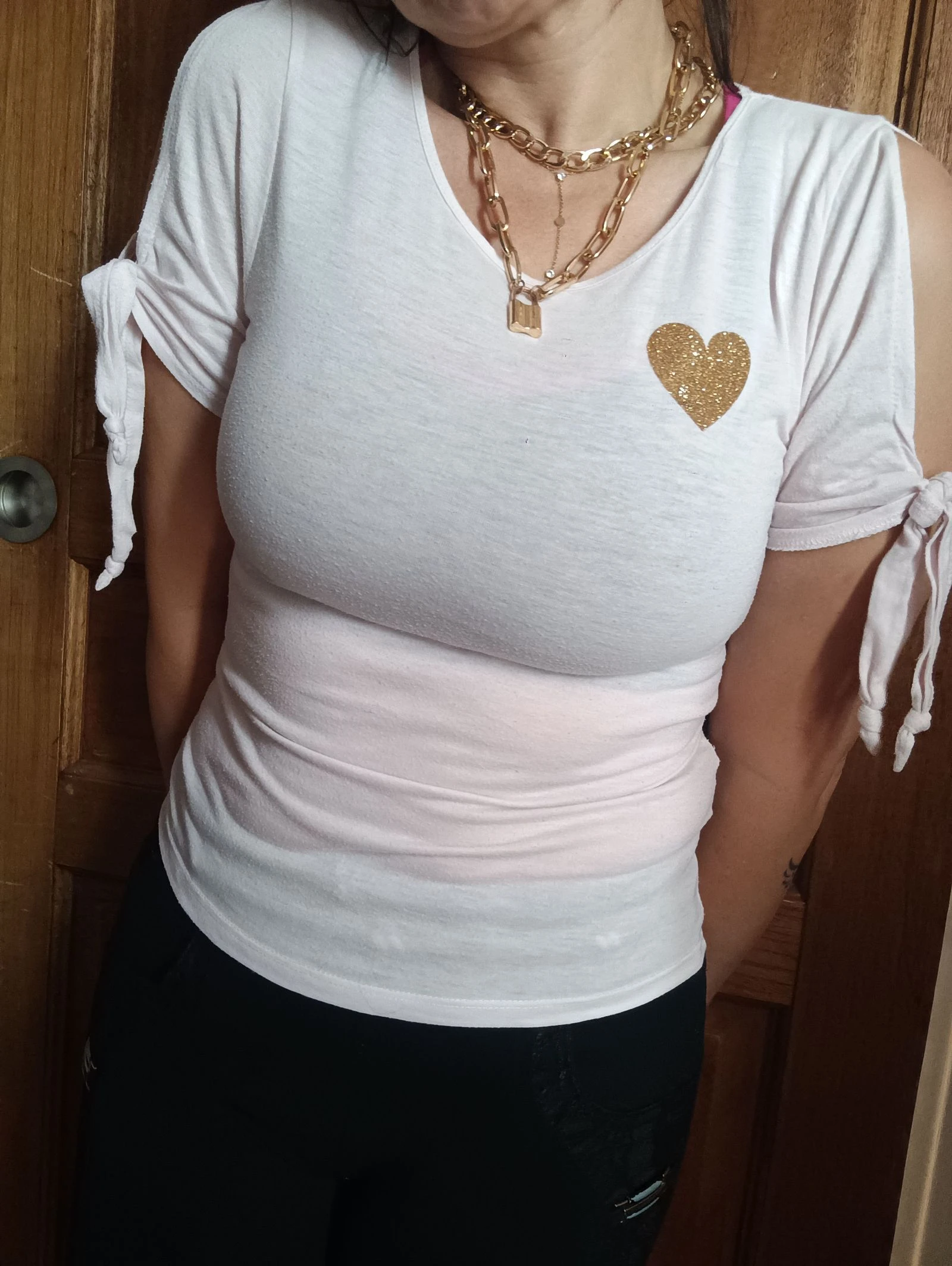 T shirt glitter heart & bow size XS – photo 3